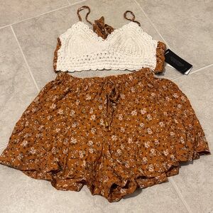 Mint of Blush Floral Two-Piece Orange Shorts Set